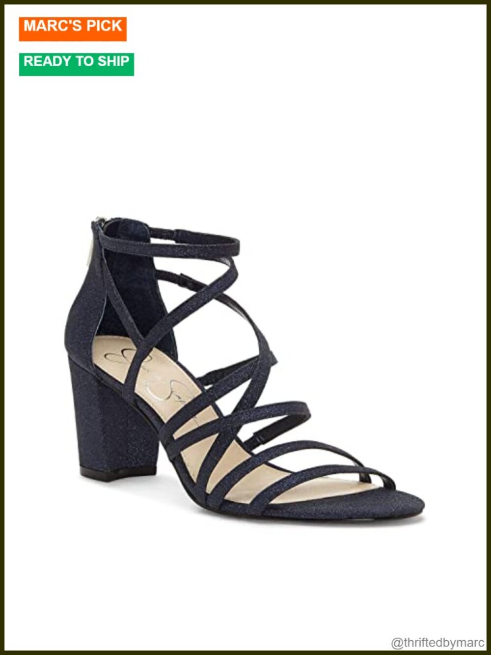 Block Heel Strappy Rhinestone Sandals Open Toe Ankle Strap Slip On
